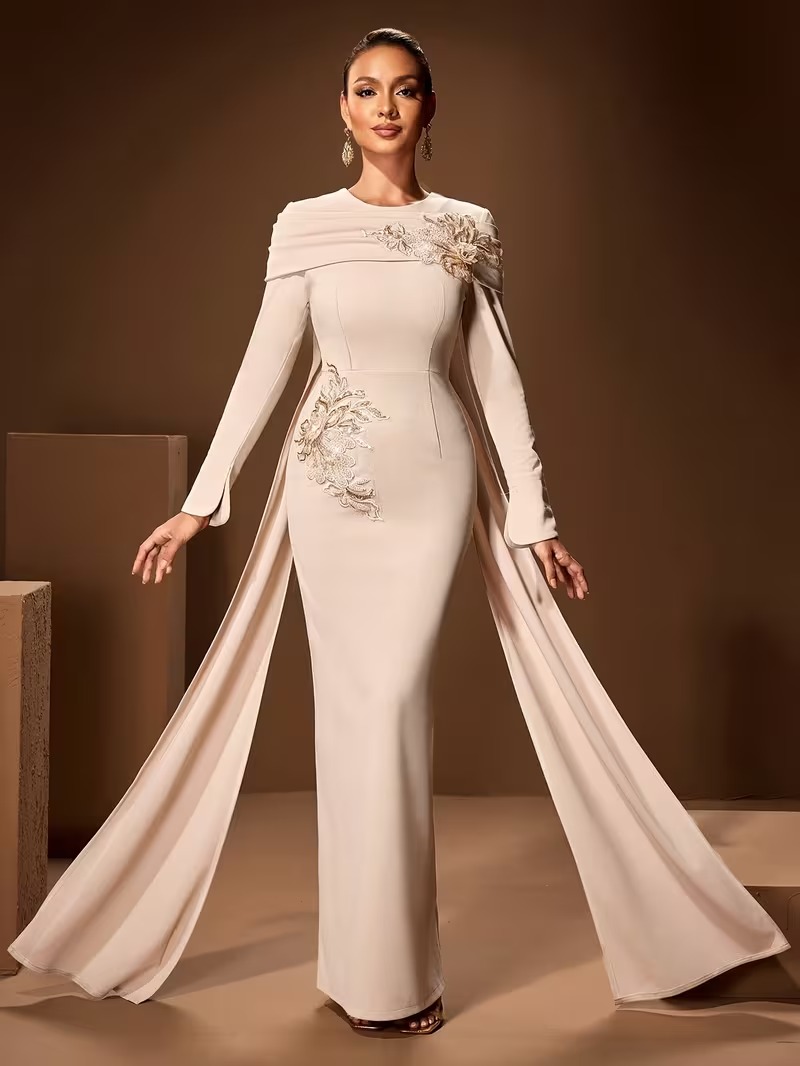 Women’s Draped Cape Maxi Dress