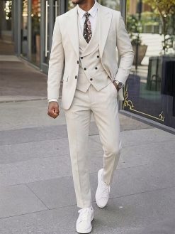 Men’s Ivory 4-Piece Formal Suit Set