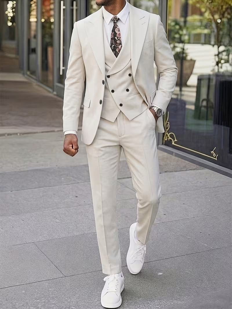 Men’s Ivory 4-Piece Formal Suit Set